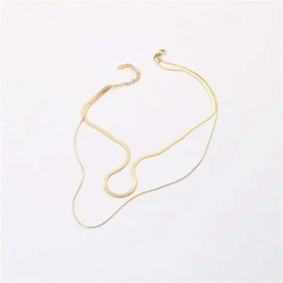 🍀Free with a min of $200 A beautiful snake link double necklace 2/$70 - Picture 5 of 5